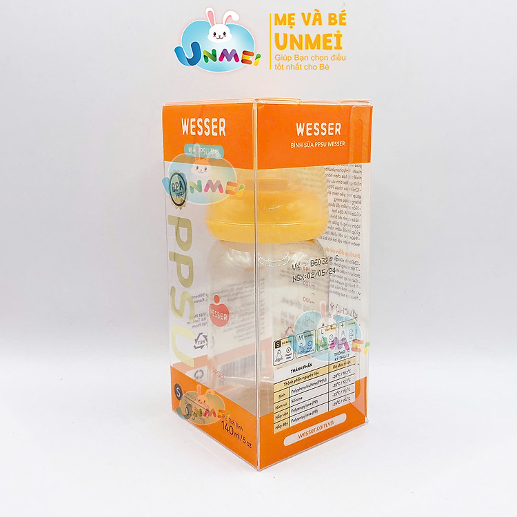 Bình sữa PPSU Wesser 140ml UnMei Đảm bảo Giá tốt - Hình ảnh 2
