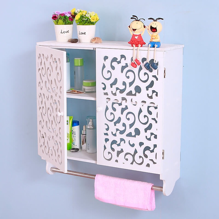 TỦ TREO TƯỜNG NHÀ TẮM HỌA TIẾT HOA CHỒI