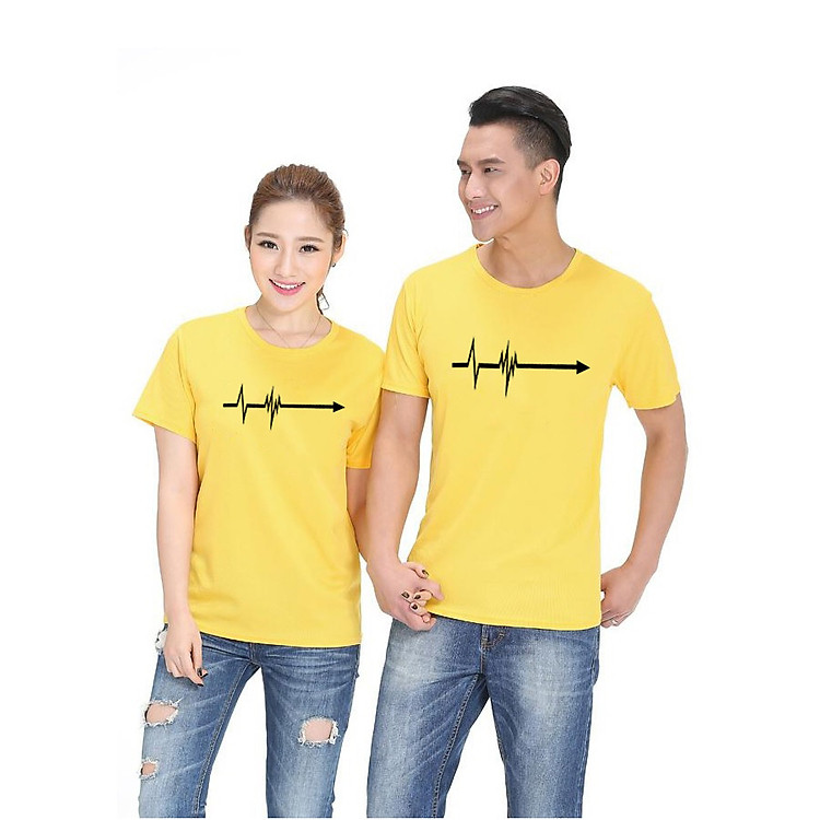Bộ Áo Thun Đôi Nam Nữ Màu Vàng A11373