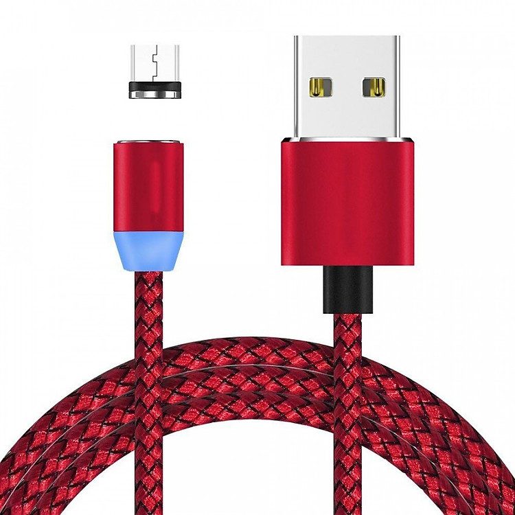 Cáp Sạc Từ Hít Nam Châm Đầu Tròn Xoay 360 Độ Android