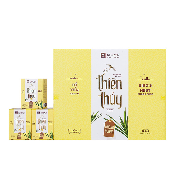 Đặc Sản Khánh Hòa - Nước Yến Sào Thiên Thủy - Vị Lá Dứa - Nhà Yến Nha Trang - Hộp 6 Lọ - Không Đường - Tổ Yến Chưng Sẵn - Nước Yến Chưng Sẵn - Hàng Chính Hãng