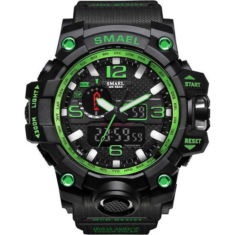 Đồng Hồ Điện Tử Nam Dây Silicon Smael PKHRSM006-5 (45mm) - Xanh Lá
