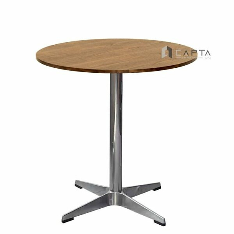 Bàn tiếp khách mặt gỗ MDF tròn 70cm TE1552-07W Nội thất Capta Bàn cafe hiện đại ống chân inox đế nhôm chống gỉ HCM