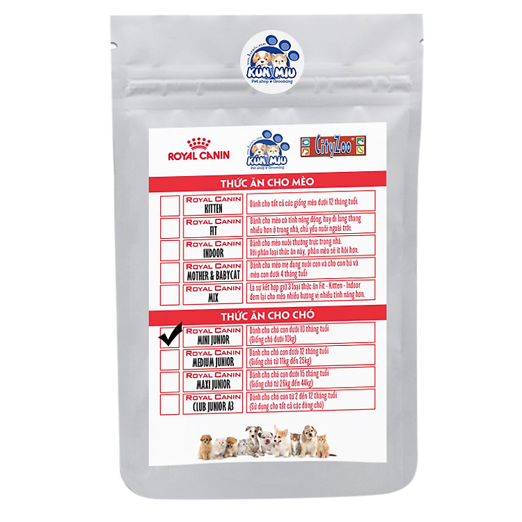 Thức Ăn Cho Chó Royal Canin Mini Junior (1kg Chia)