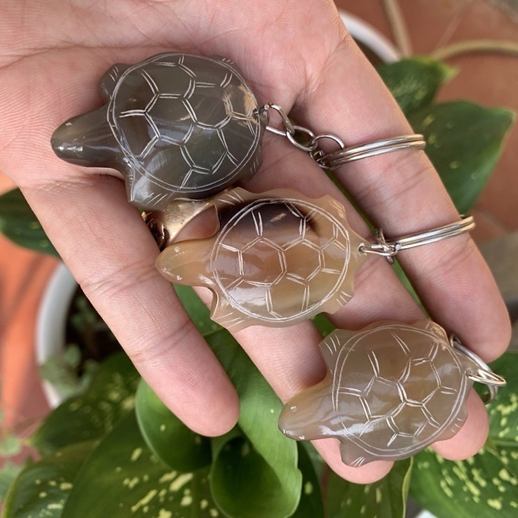 Móc treo chìa khóa con rùa bằng sừng bò Châu Phi (OTH011) - Ảnh 3