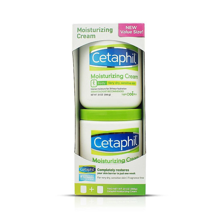 Bộ Kem dưỡng ẩm dưỡng da toàn thân Cetaphil Moisturizing Cream 566g x 2 Hộp - Nhập Khẩu Mỹ