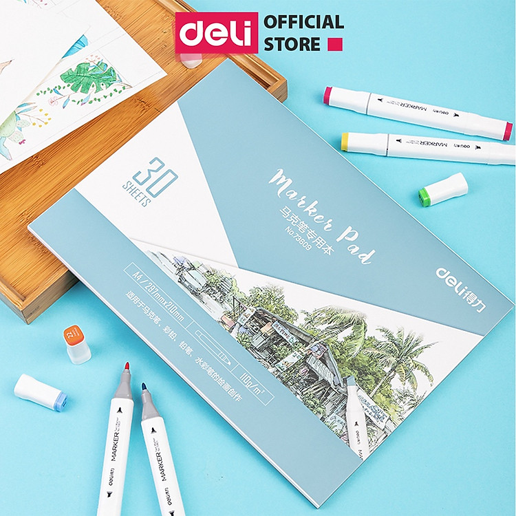Giấy Vẽ Màu Marker Deli A4 (30 tờ, 110gsm)