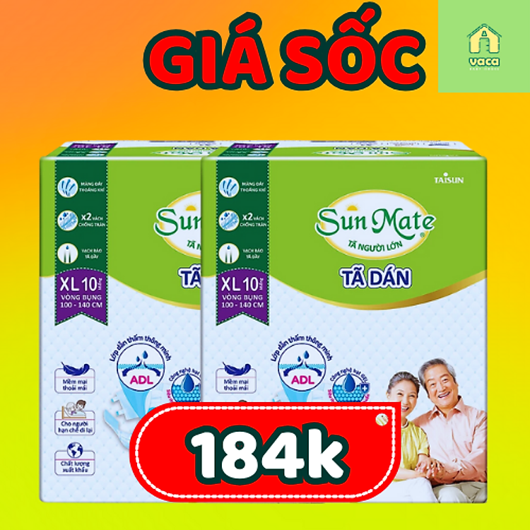 Combo 2 Tã Dán Người Lớn SunMate XL10 Chính hãng Tiết kiệm - Hình ảnh 4