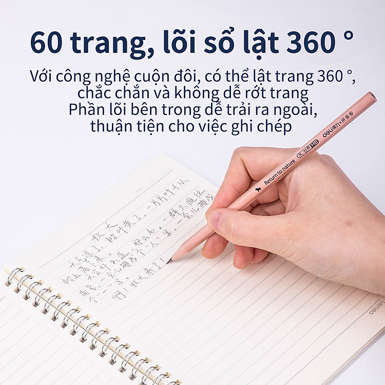 Sổ Tay Ghi Chép Bìa Nhựa Khổ A5 Deli (60 trang) - Ảnh 3