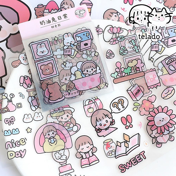 Sticker Nhiều Hình Cô Gái Và Bé Thỏ Telado MSTZ-07/2-6 (20 tờ) - Ảnh 5