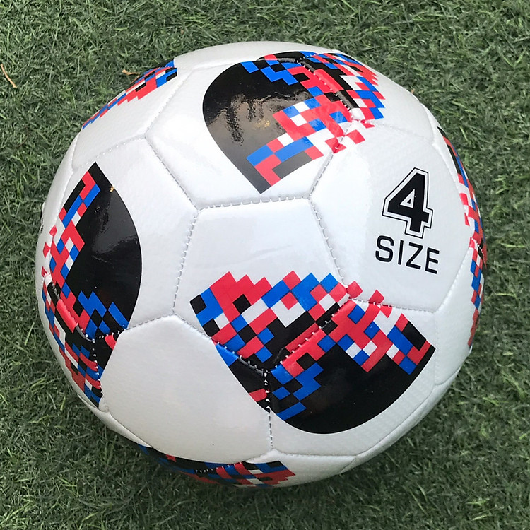 Quả bóng đá số 4 hình World Cup 2018 (da PU-PVC cao cấp, Màu đỏ)