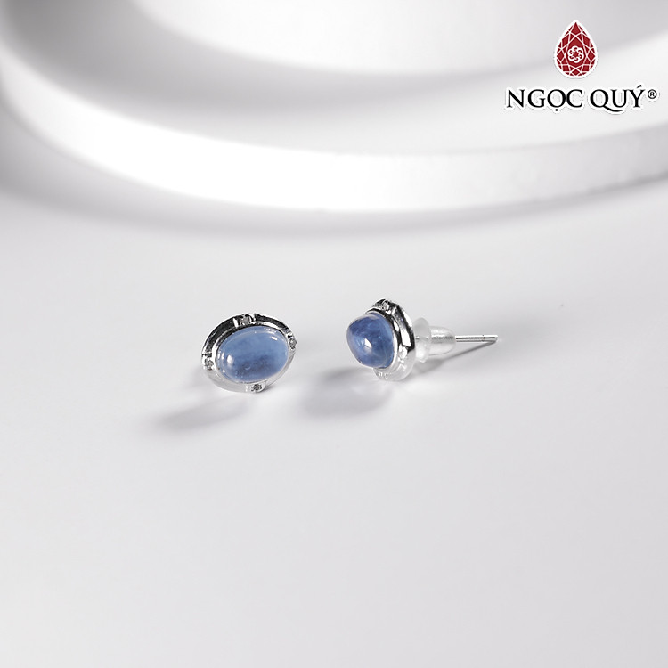 Bông tai cỏ 4 lá đá sapphire mệnh thủy, mộc - Ngọc Quý Gemstones