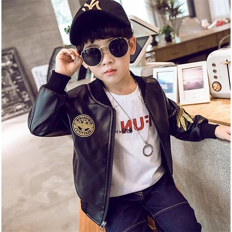 ÁO KHOÁC DA BÉ TRAI CÓ LỚP LÔNG 4- 15 TUỔI M72041