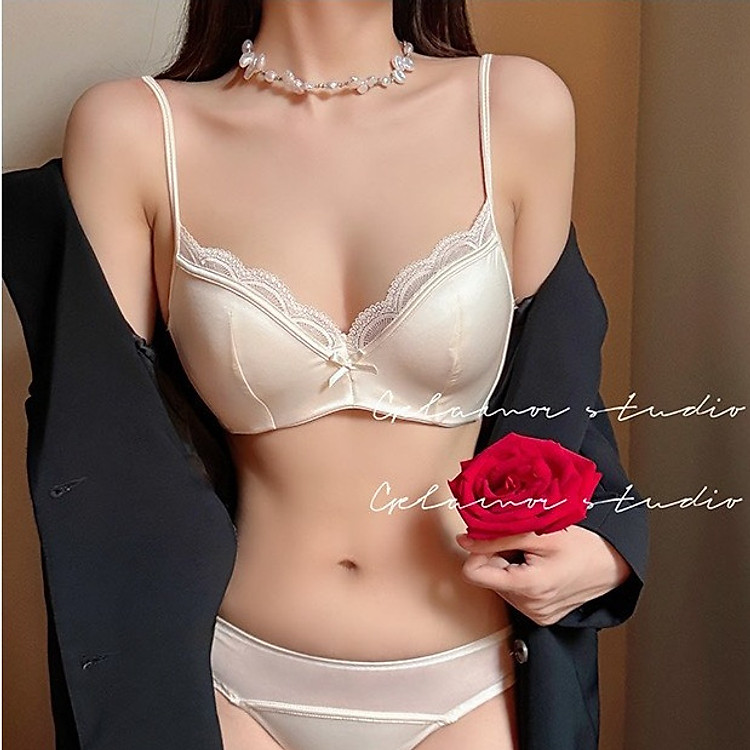 Bộ đồ lót 8819 có gọng mút mỏng cotton cao cấp đơn giản viền ren sexy