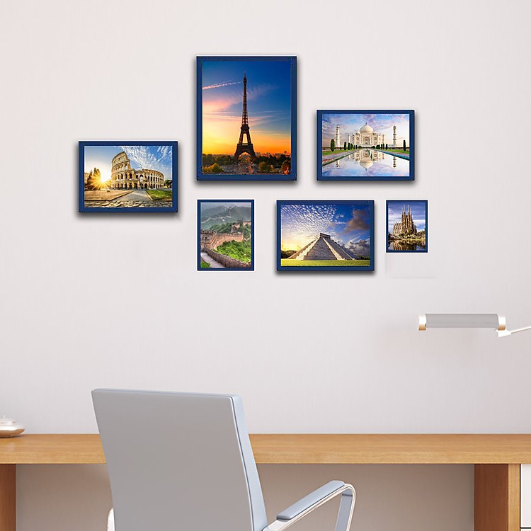 Khung ảnh gỗ thông xanh Navy kì quan thế giới 9 BINBIN KAT143