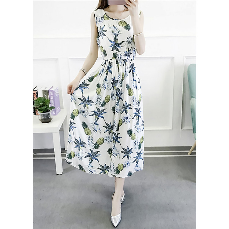 Váy đầm tone cotton maxi dài dạo chơi, đi biển - Mã 46