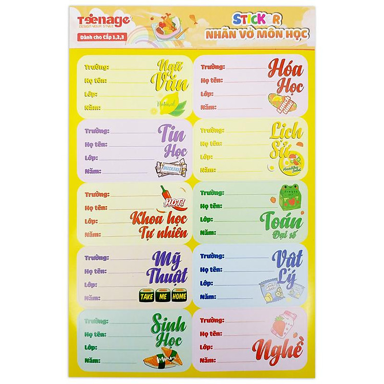 Sticker Nh&atilde;n Vở M&ocirc;n Học Teenage NV-03 (Bộ 3) - Ảnh 4
