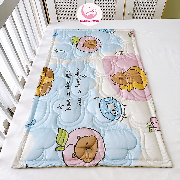 Nệm cho bé đi học mầm non Katina House 70x120cm, vải cao cấp tencel 60s mềm mịn mát, thấm hút tốt