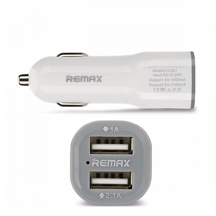 Củ Sạc Trên Ô Tô Remax RCC-201, 2 Cổng USB - Hàng Chính Hãng