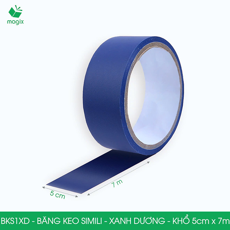 Băng keo Simili 5cm x 7m (1 cuộn) – Xanh dương
