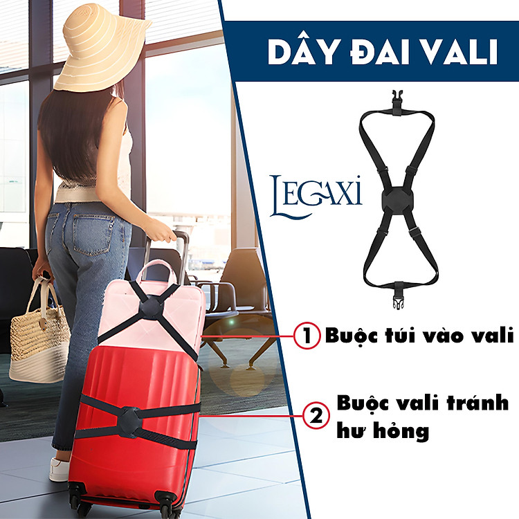 Dây Đai Vali Chữ X, Dây Ràng Hành Lý, Dây Buộc Túi Giỏ Cặp Balo Thùng Vào Vali Bảo Vệ Đồ Đạc Co Giãn Đi Du Lịch Máy Bay Legaxi