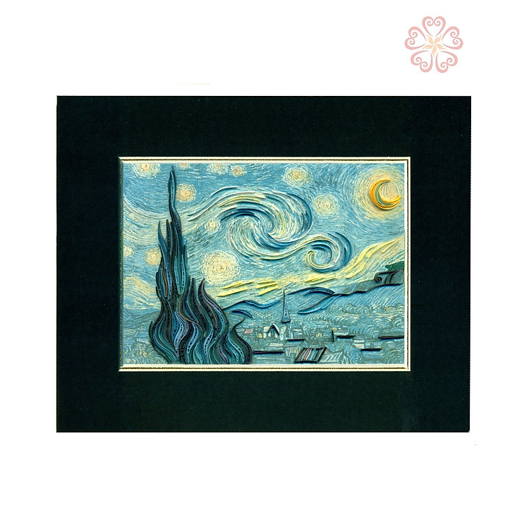 ( Sản phẩm đặc biệt ! ) Tranh Quilling Nghệ Thuật - "The Starry Night" (Đêm đầy sao) - Kích thước 25x20 cm.