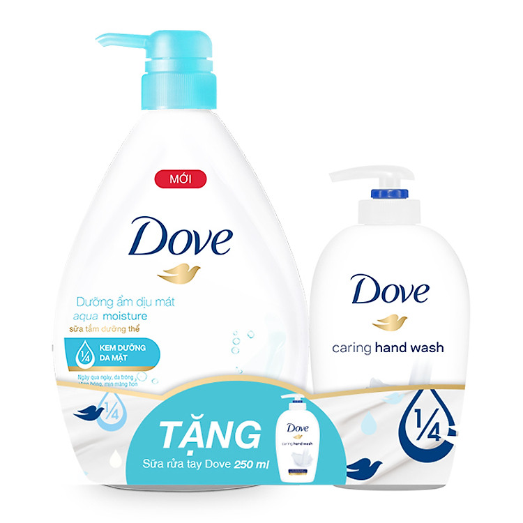Sữa Tắm Dưỡng Thể Dove Dưỡng Ẩm Dịu Mát (530g) + Tặng Nước Rửa Tay Dove (250ml)