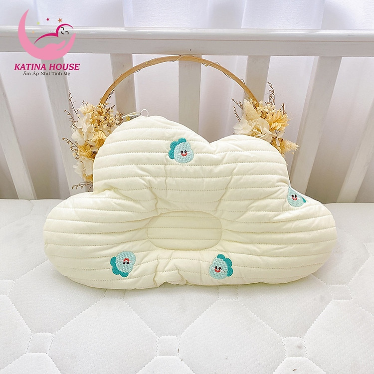 Gối chần bông cho bé sơ sinh 0-6th , vải cotton phối lưới thoáng mát