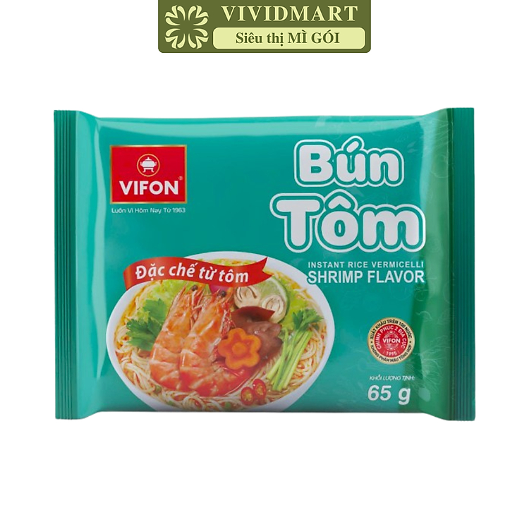 VIFON - Bún Vifon hương vị Bún tôm, Bún tôm Vifon, Bún Vifon bún tôm, Bún tôm ăn liền Vifon gói (65g/gói)