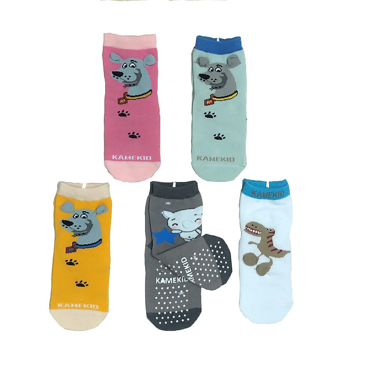 Combo 5 đôi tất cotton Chống Trượt 3D cho bé trai, bé gái size 3 tháng đến 8 tuổi, tất mềm, mịn co giãn tốt, hàng Việt Nam chất lượng
