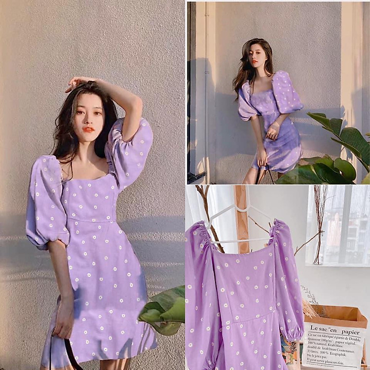 đầm hoa cúc tím nhí