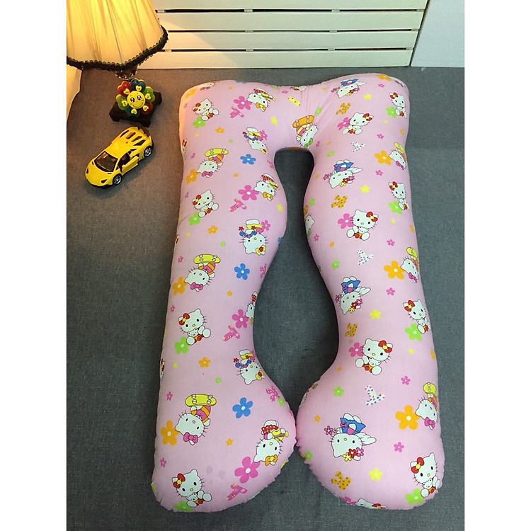 Gối ôm chữ U đa năng cho bà bầu - Kitty Hồng - Tặng kèm 1 móc khóa Houston