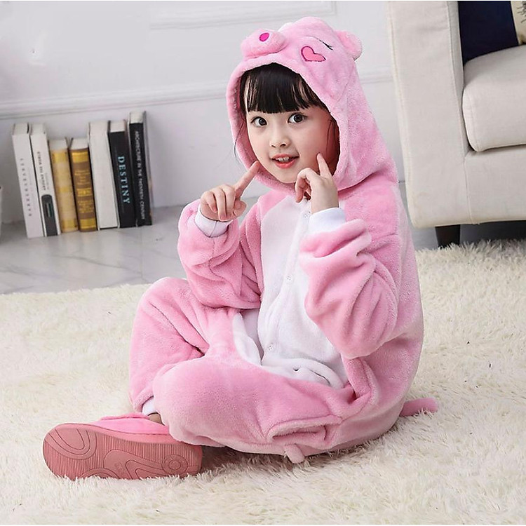 Bộ đồ liền thân hình thú trẻ em - Heo Hồng