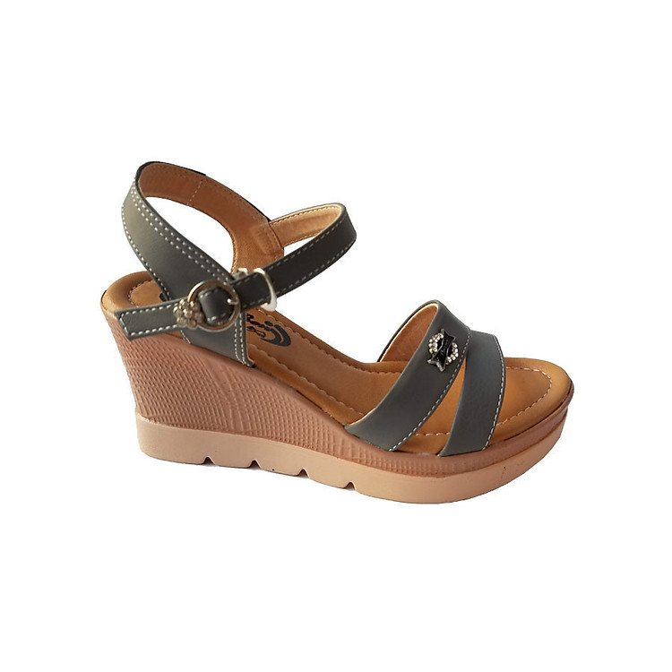 Giày Sandal Nữ Đế Xuồng BIGGBEN Da Bò Thật SDX15