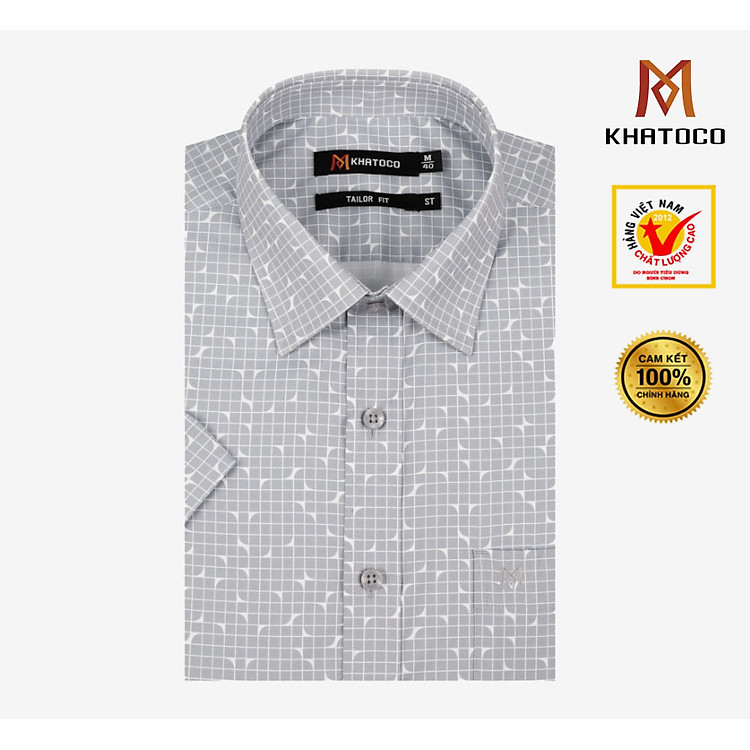 Áo sơ mi ngắn tay Khatoco lai ngang