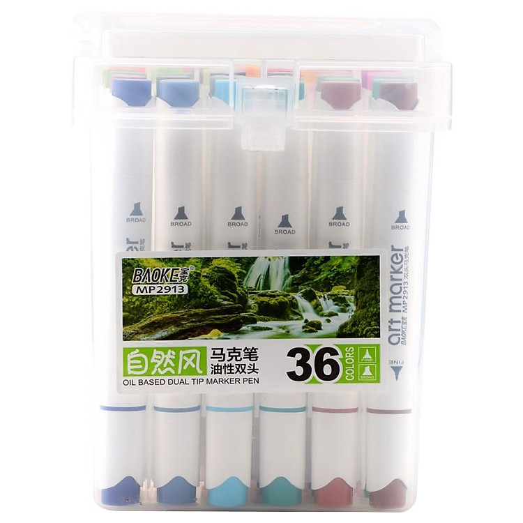 Hộp Bút Lông Hai Đầu BAOKE (36 màu)
