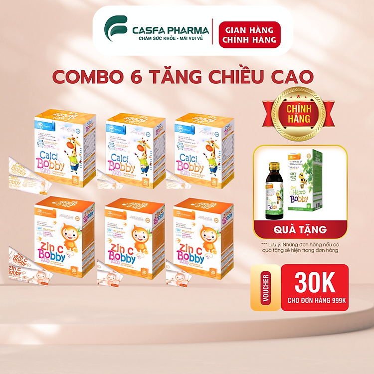 COMBO Cao: 3 Canxi hữu cơ cho bé và 3 Kẽm ZIN C Hanopharco
