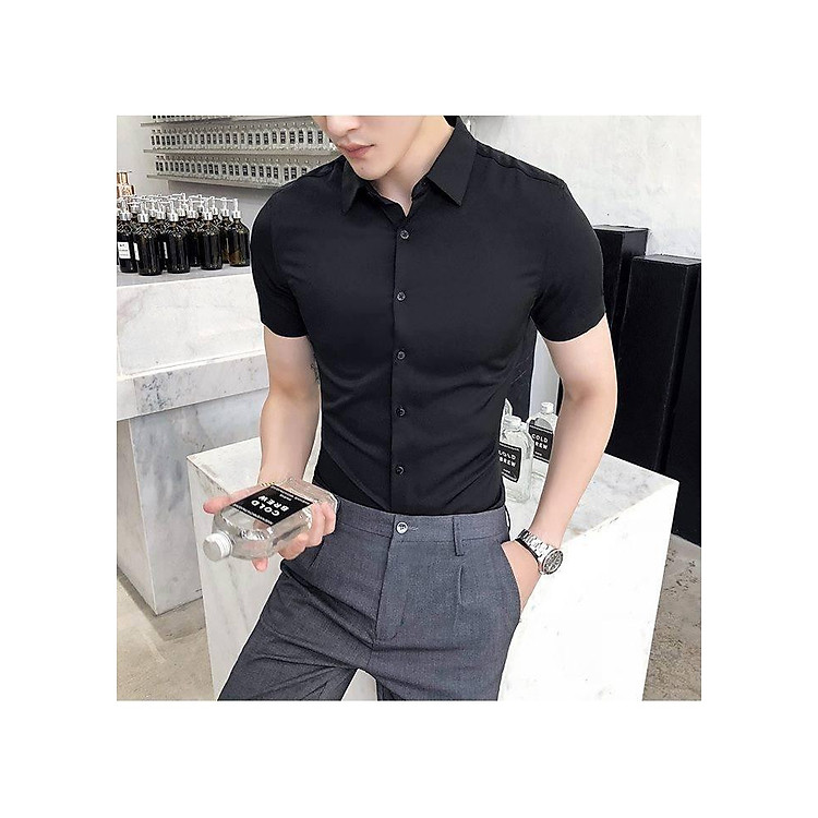 Áo Sơ Mi Nam Trơn Ngắn Tay Form Chuẩn