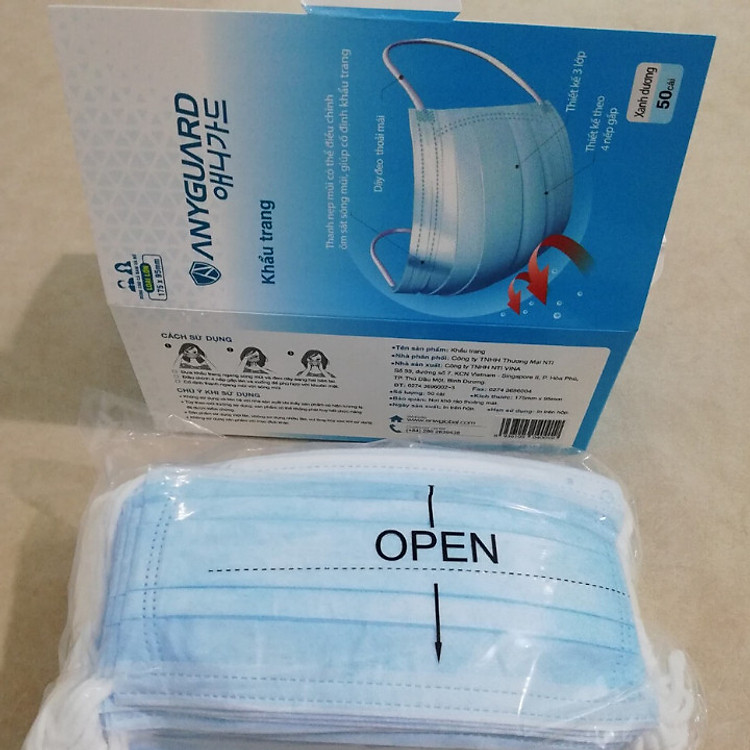 Khẩu trang y tế cao cấp ANYGUARD (ISO13485, FDA, CE), Hộp 50 cái