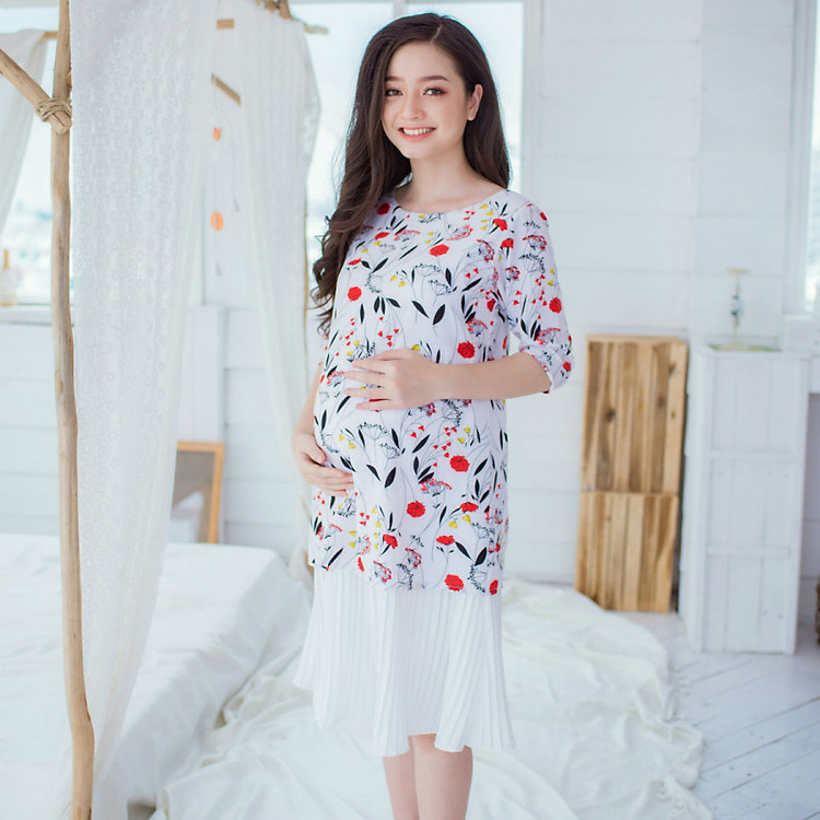 đầm bầu cách tân kiểu áo dài thời trang Emum