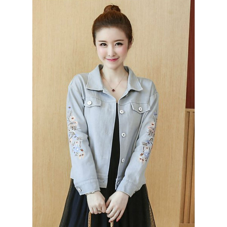 Áo Khoác Jean Nữ Titishop NT75 - Xám