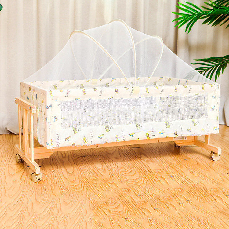 Nôi cũi gỗ, nôi lắc lư cho bé ( Tặng kèm đệm và mùng)