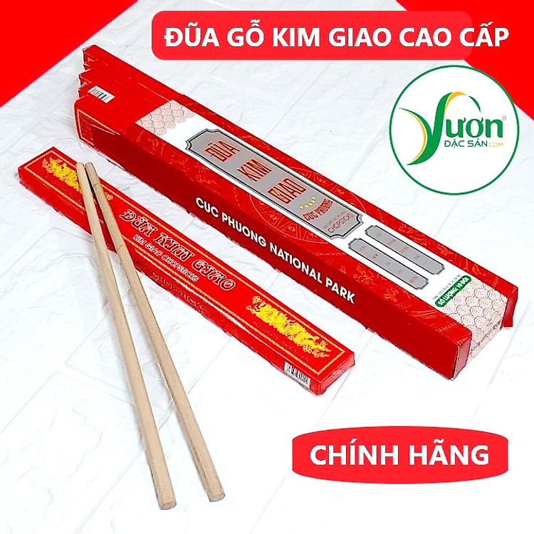 Hộp 10 Đôi Đũa gỗ Kim Giao Vườn Đặc Sản (Dài 27cm) Món quà quý đến từ rừng Cúc Phương Ninh Bình đũa gỗ mộc không sơn không hóa chất không cong vênh không mốc đũa cao cấp đũa của...
