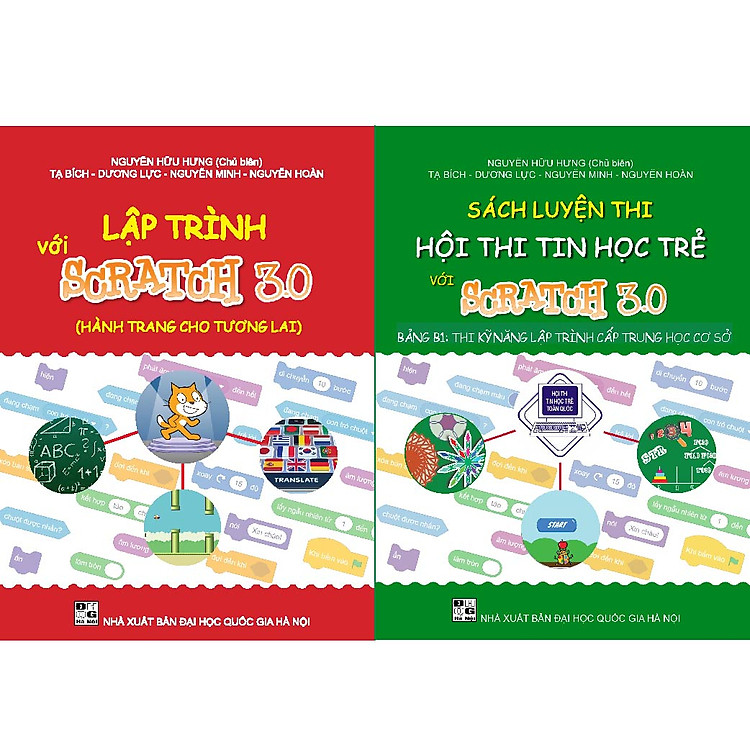 Combo 2 sách Luyện thi hội thi tin học trẻ với Scratch 3 cấp THCS