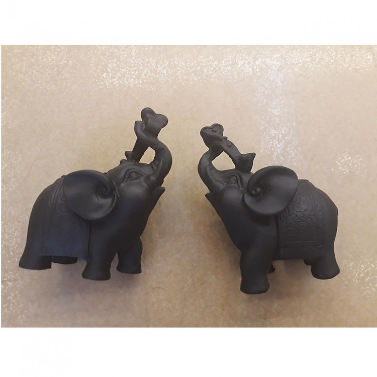 Tượng Cặp Voi Đen Lộc