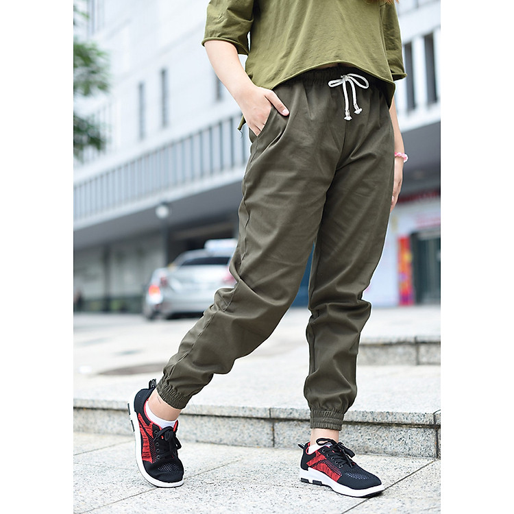 quần Jogger kaki nữ phong cách hàn quốc