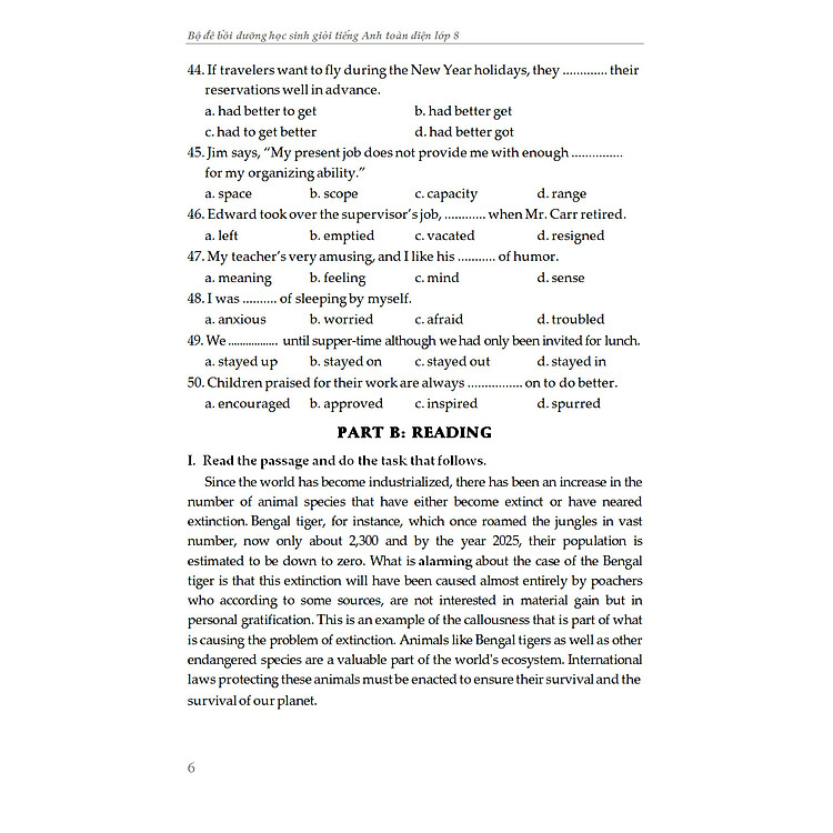 BỘ ĐỀ BỒI DƯỠNG HỌC SINH GIỎI TIẾNG ANH TOÀN DIỆN LỚP 8 - Ảnh 6