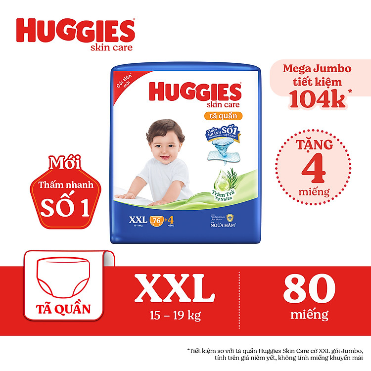 Mua Tã Huggies Skin Care XXL76+4 miếng Đảm bảo Giá tốt - Hình ảnh 2