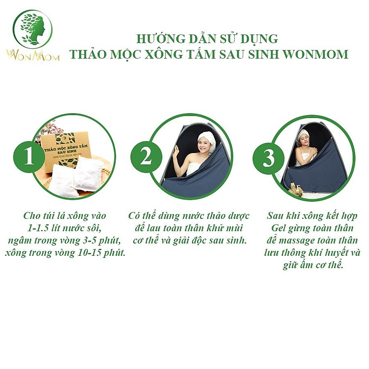 Combo 2 Hộp Thảo Mộc Xông Tắm Wonmom Chính hãng Giá tốt - Hình ảnh 4