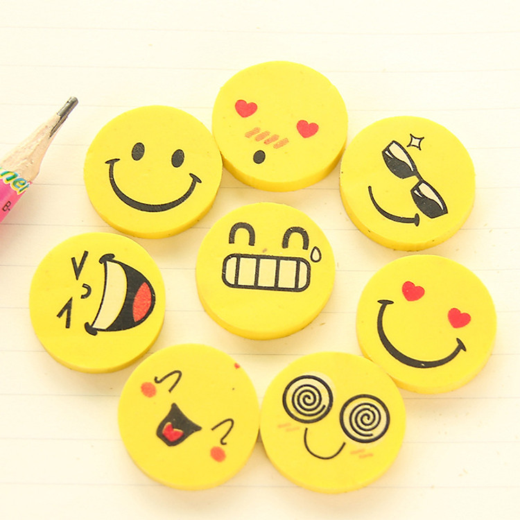 Bộ 4 gôm tẩy bút chì hình mặt cười ngộ nghĩnh - Giao màu ngẫu nhiên